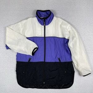 Team USA Jacket Womens Large Petite Vintage JC Penney Colorblock Windbreaker VTG